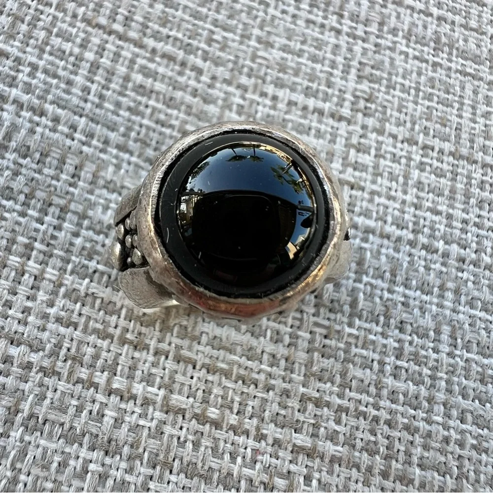 Exex Claudia Agudelo Sterling Silver Onyx Ring Sz 5